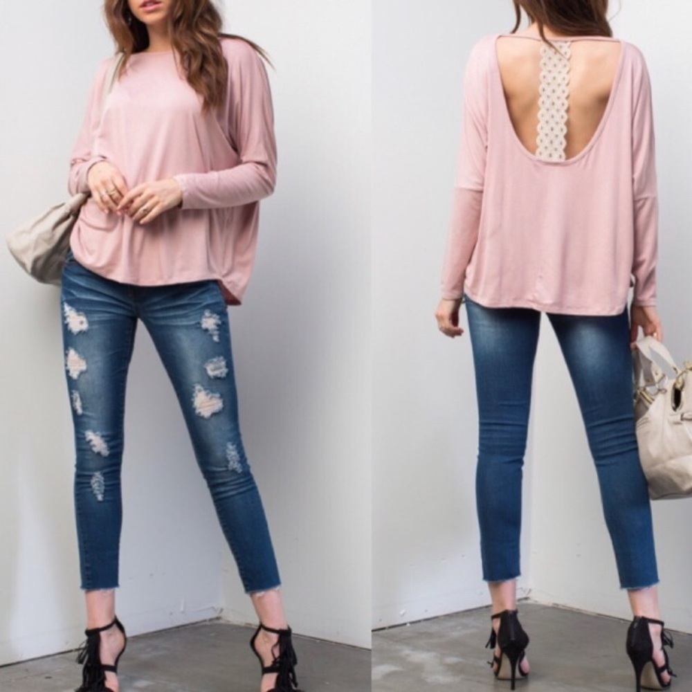 Long sleeve open back top 💜Final Price💜